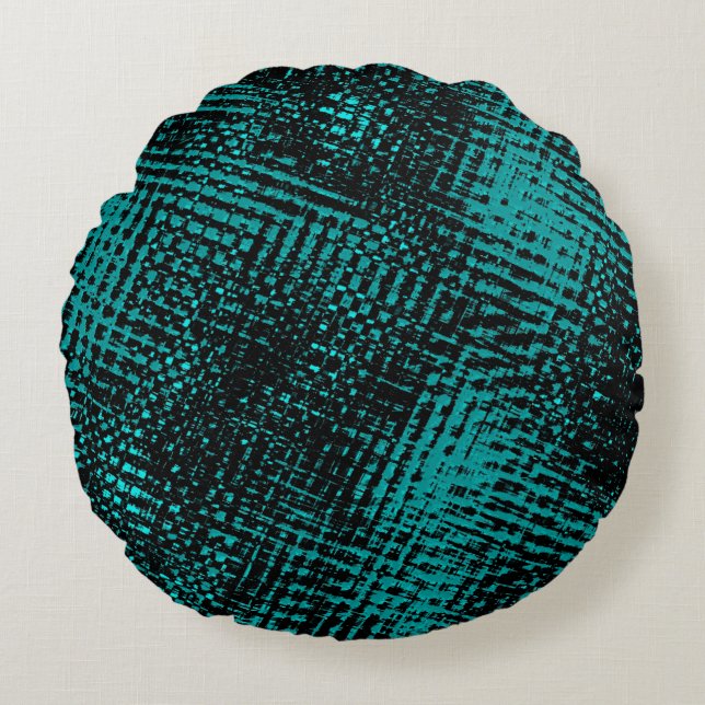 Cojín Redondo Dark cian-green strokes cruzando grietas como burl (Anverso)