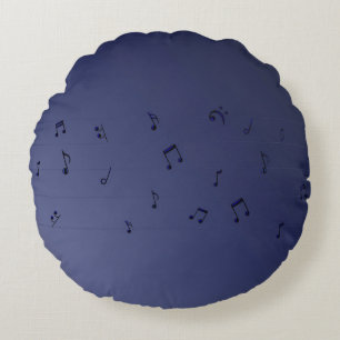 Cojín Redondo Dark Ombre Musical Notes Navy