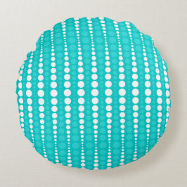 Cojín Redondo Dark Turquoise and White Polkadots Round Pillow