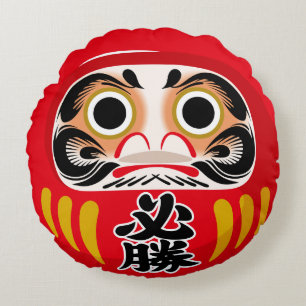 Cojín Redondo Daruma (encanto tradicional japonés de buena suert