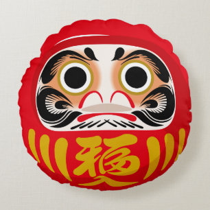 Cojín Redondo Daruma (encanto tradicional japonés de buena suert