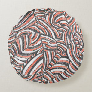 Cojín Redondo Darya Arte de ondas abstractas dibujadas a mano
