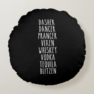 Cojín Redondo Dasher Dancer Prancer Vixen Whiskey Vodka Tequila