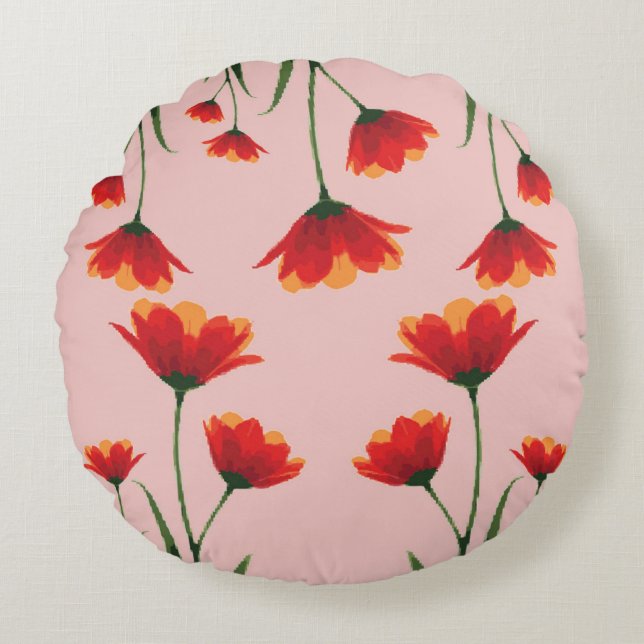 Cojín Redondo Dawnfire Poppies (Anverso)