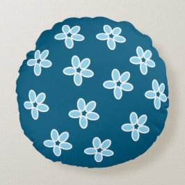 Cojín redondo de flor azul claro