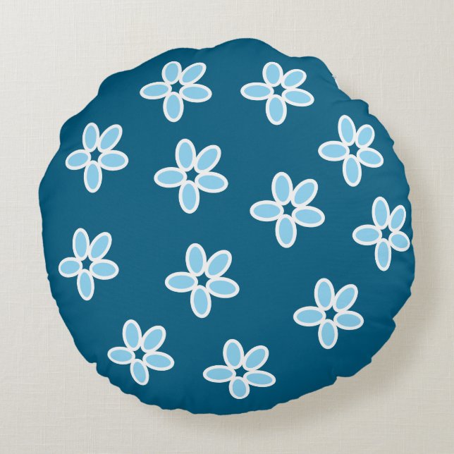 Cojín redondo de flor azul claro (Reverso)