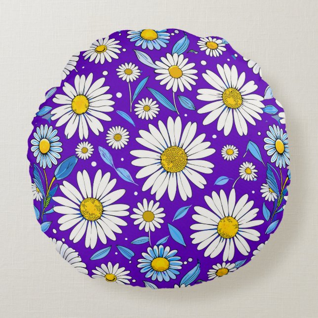 🌼 Cojín Redondo de Hojas de Margarita Decoración  (Anverso)