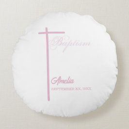 Cojín Redondo De padrina sobre bautismo Chica personalizado