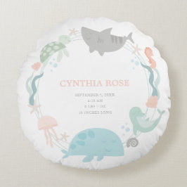 Cojín Redondo Debajo Del Mar Bebé Niña Keepsake Nursery