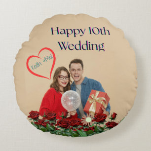 Cojín Redondo Décimo aniversario de bodas