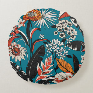 Cojín Redondo Deco floral artístico: patrón de infiltración sin