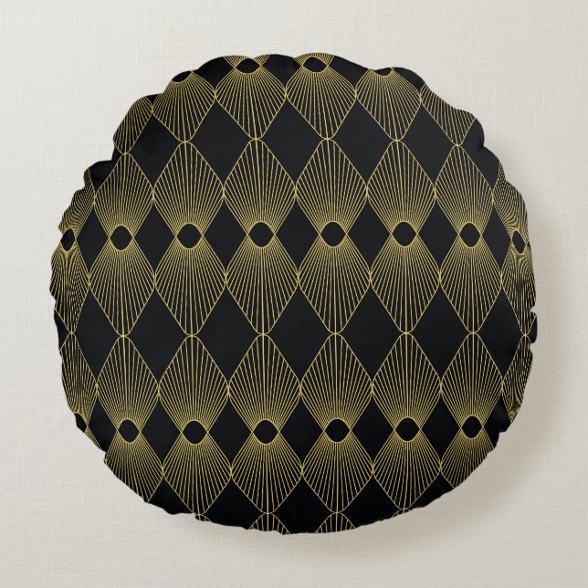 Cojín Redondo Decoración Art Decó Patrón sin Maravillas (Anverso)