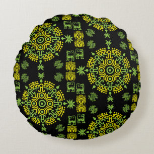 Cojín Redondo Decoración artística azteca mexicana en casa