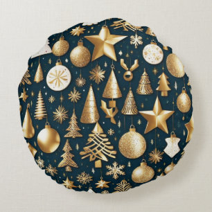 Cojín Redondo Decoración de adornos dorados y negros de los navi