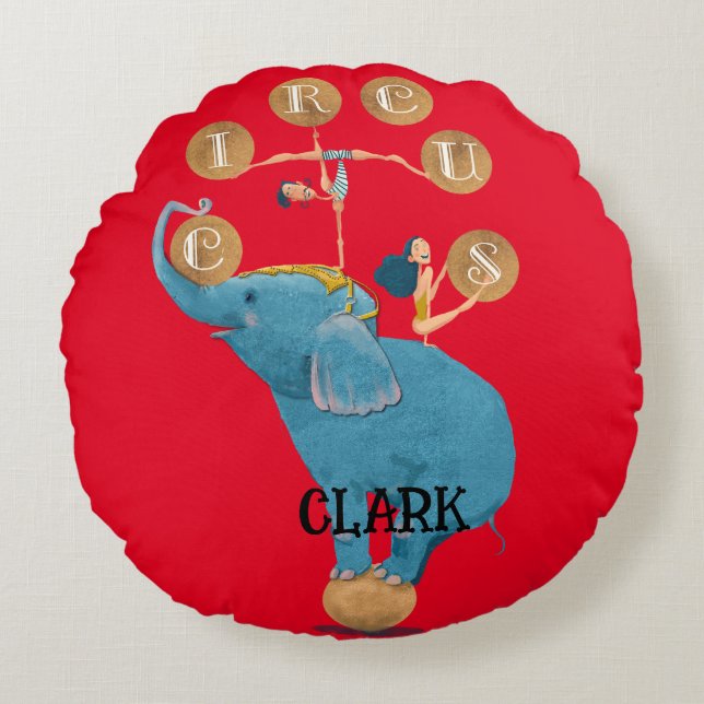 Cojín Redondo Decoración de guardería temática del circo infanti (Anverso)