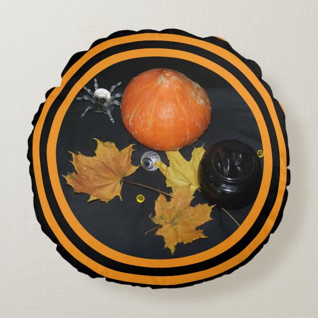 Cojín Redondo Decoración de Halloween (Anverso)