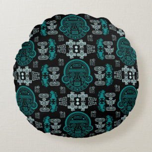 Cojín Redondo decoración de hogar azteca inca