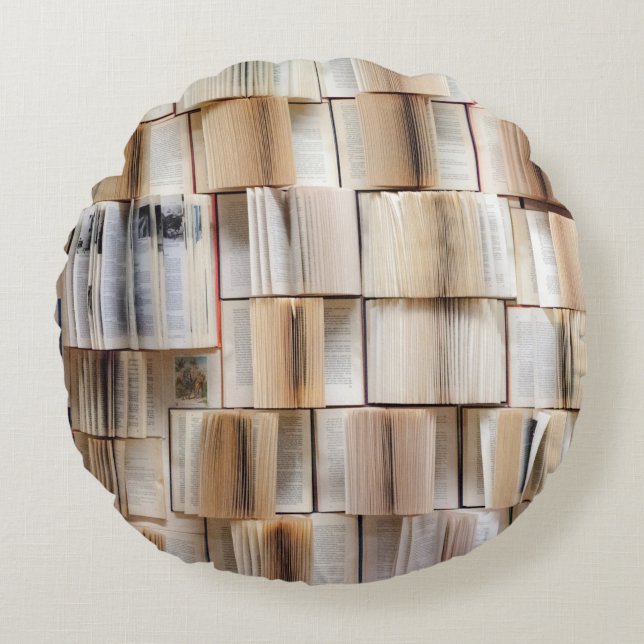 Cojín Redondo Decoración de libros de pared (Anverso)