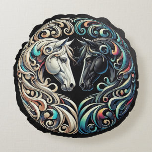 Cojín Redondo 🐎 Decoración de Rancho para Amantes de Caballos e