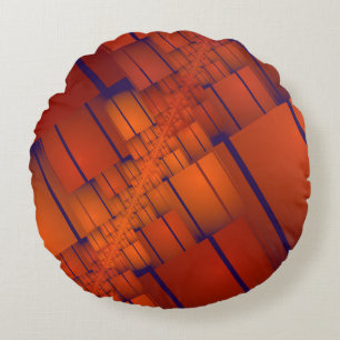 Cojín Redondo Decoración geométrica abstracta roja