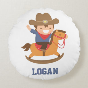 Cojín Redondo Decoración para habitación de niños Little Cowboy 