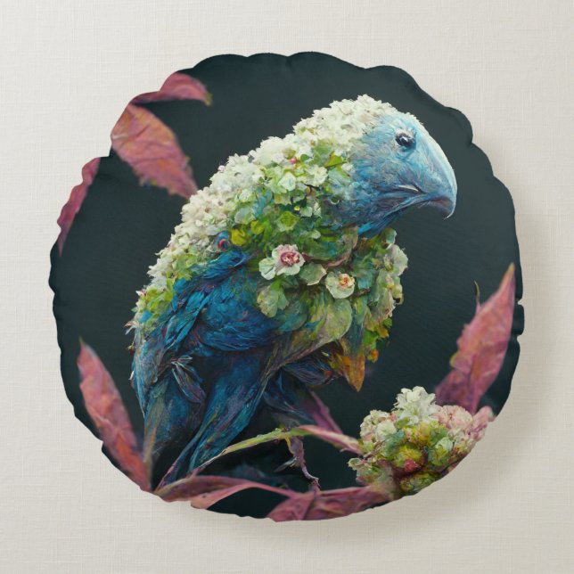 Cojín Redondo Decorative Cushion with Bird Design (Anverso)