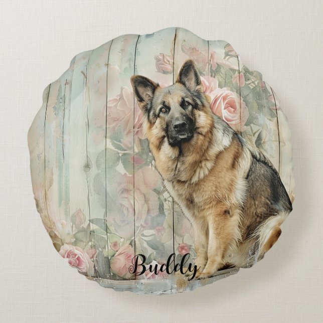Cojín Redondo Decorative German Shepherd Throw Pillow (Reverso)