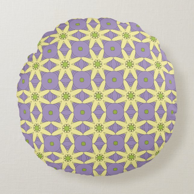 Cojín Redondo decorative pillow featuring a geometric pattern (Anverso)