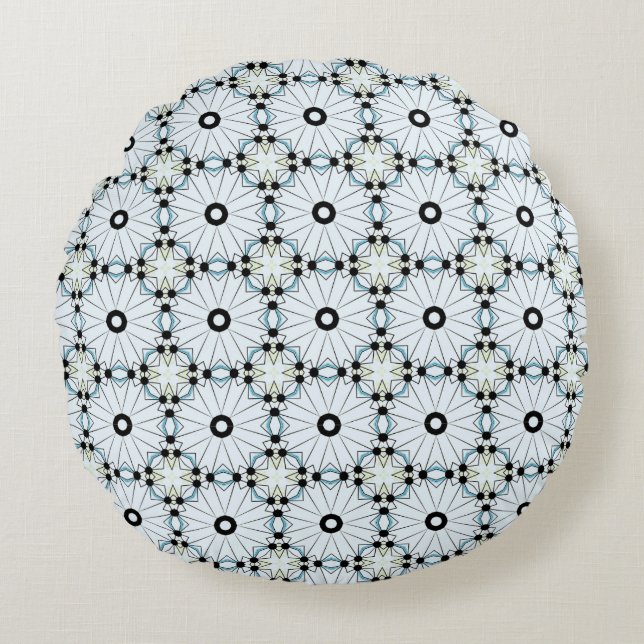 Cojín Redondo decorative pillow featuring a geometric pattern (Anverso)