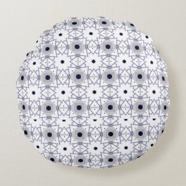 Cojín Redondo decorative pillow featuring a geometric pattern (Anverso)