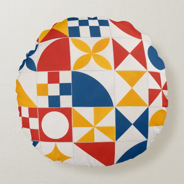 Cojín Redondo Decorativo Geométrico (Anverso)