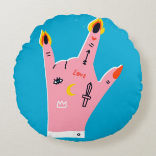 Cojín Redondo Dedos de incendio abstractos