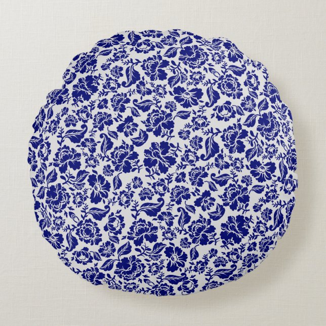 Cojín Redondo Deja el patrón.13.bw de BG fuera de blanco (Anverso)