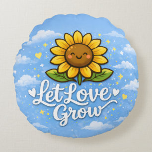 Cojín Redondo Deja que el amor crezca - Girasol