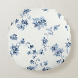 Cojín Redondo Dekokissen mit blauem Blumem-Print