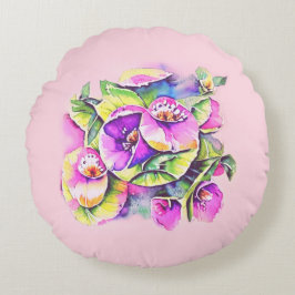 Cojín Redondo Dekorative rosa Blumen