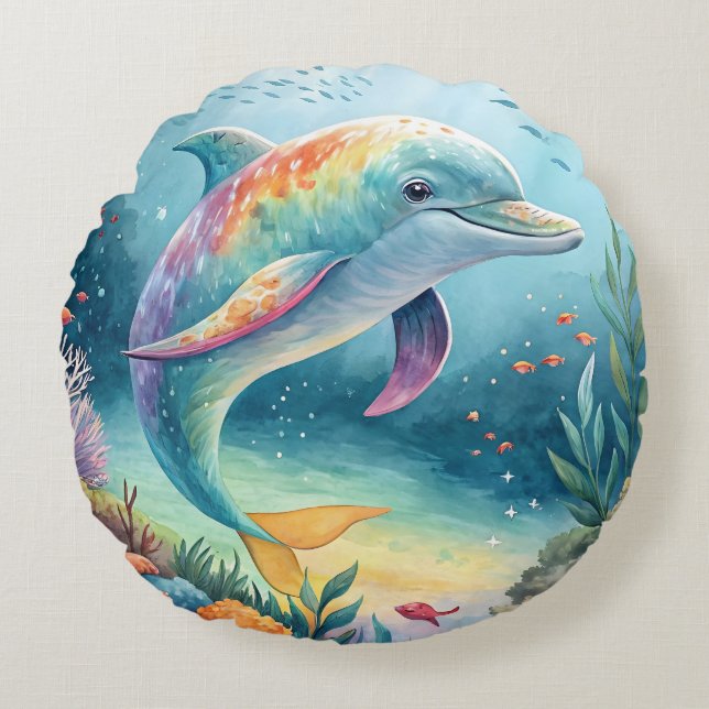 Cojín Redondo Delfín subacuático (Anverso)