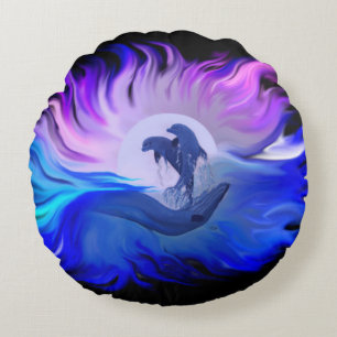 Cojín Redondo Delfines en la luna