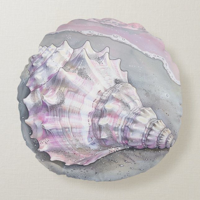 Cojín Redondo Delicate Soft Pastel Lilac Seashell (Anverso)