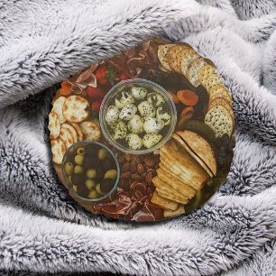 Cojín Redondo Delicia Gourmet - Almohadón de Tabla de Charcuterí