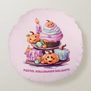 Cojín Redondo Delicias de Halloween Pastel