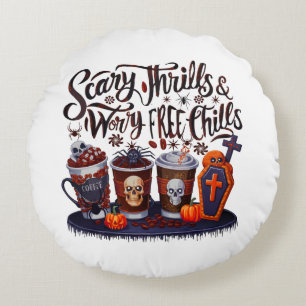 Cojín Redondo ¡Delicioso café de Halloween para refrescos espumo