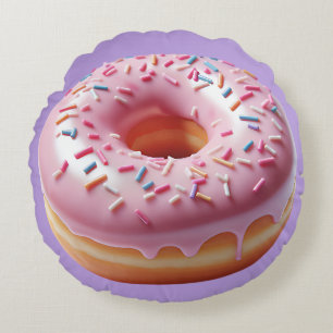 Cojín Redondo Delicioso donut rosado con Pegatinas rociadores