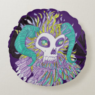 Cojín Redondo Demon Feathers Spooky Monster