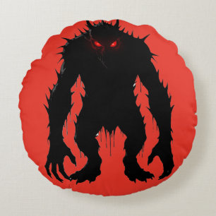 Cojín Redondo Demonio de la Sombra Monstruo Ojos Rojos Terror re