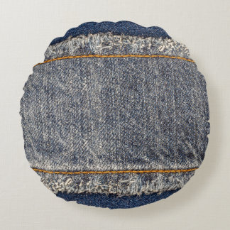 Cojín Redondo Denim Blue Jeans: Parche doble Casual