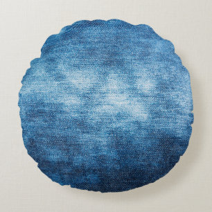 Cojín Redondo Denim textura de tela desgastada para el fondo. Je