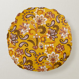 Cojín Redondo Dense floral mano ornamental dibujar fantasía flor