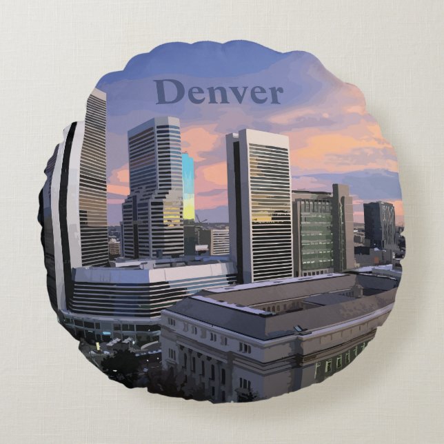 Cojín Redondo Denver Skyline (Anverso)