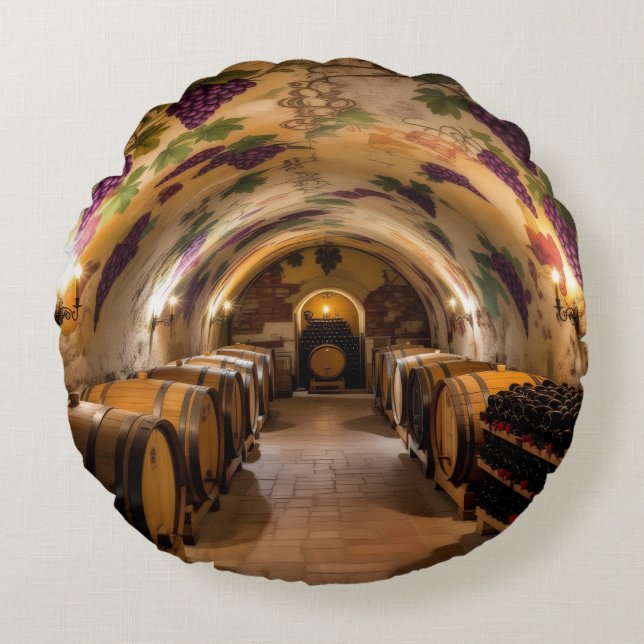 Cojín Redondo „Der Zauber des Weins – Eleganz in jedem Tropfen“ (Anverso)